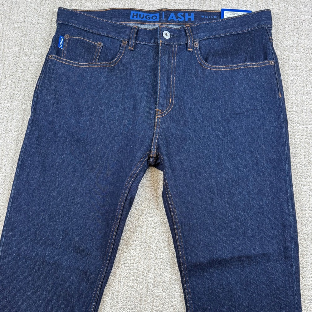 NEW Hugo Boss Mens 34x32 Ash Slim Fit Stretch Denim Blue Jeans